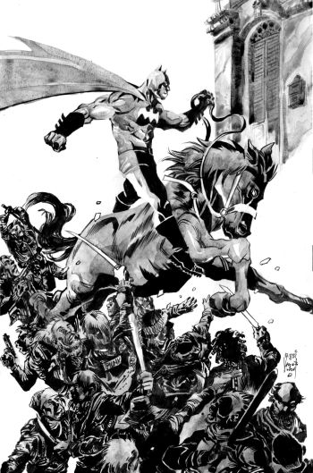 Image of Batman on 12x18 ink on watercolor paper