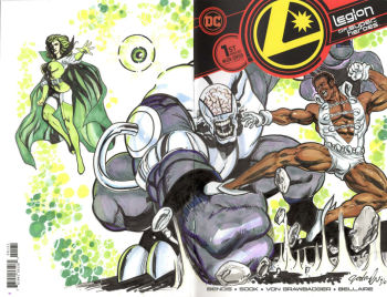 Image of Validus and Emerald Empress vs Tyroc sketch cover by Stephen Sadowski