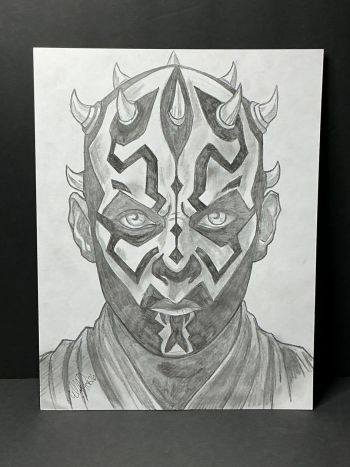 Image of Darth Maul Graphite Portrait by published artist Danielle Ertzberger @insidethemindofelle