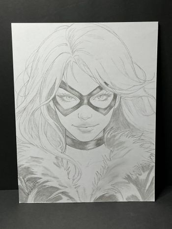 Image of 9x12 Black Cat Graphite Sketch by published artist Danielle Ertzberger @insidethemindofelle