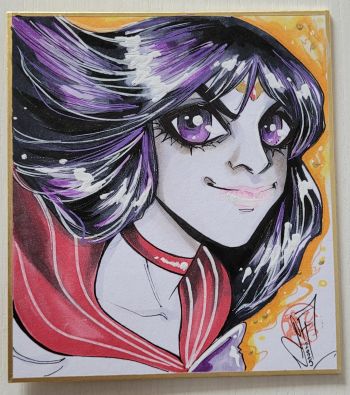 Image of Sailor Mars Original Art on Japanese Shikishi