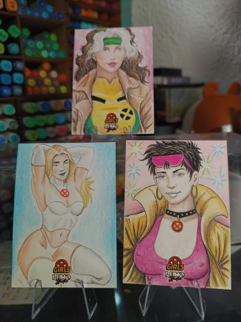 Image of 3 X-Girls Sketch Cards Set by Miralvo