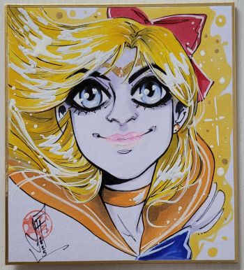 Image of Sailor Venus Original Art on Japanese Shikishi 
