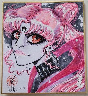 Image of Lady Dark Chibiusa Orginal Art on Shikishi