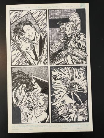 Image of Pineapple Man unpublished page (pineapple man in lower right panel) OA by Sam Campos