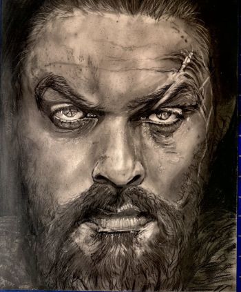 Image of   16x20 Charcoal Signed Original Hand Drawn Aquaman Portrait