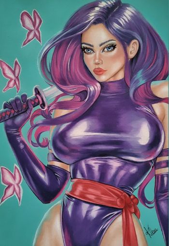 Image of Psylocke Pencil Color Illustration