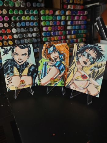 Image of Set of 3 X-Girls Sketch Cards by Ed Bilas