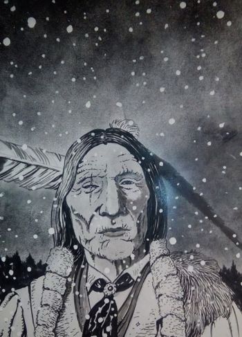Image of Native Elder Ink Illustration