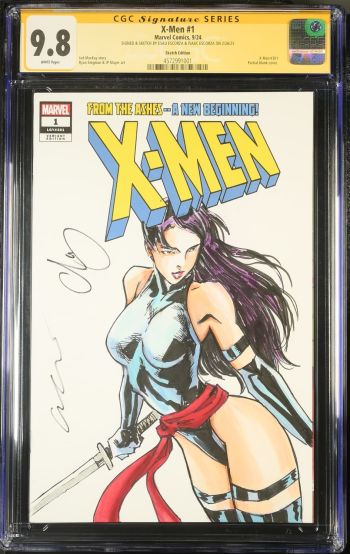 Image of X-Men #1 CGC 9.8 Psylocke Sketched & Signed by Esau Escorza and Isaac Escorza