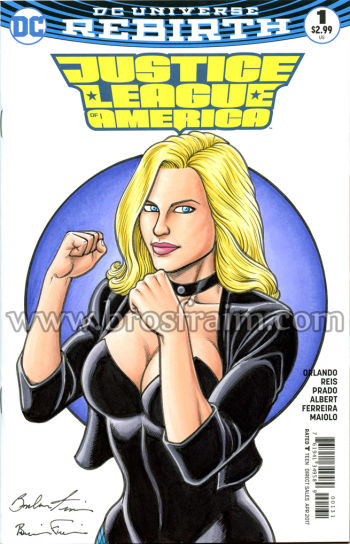 Image of JUSTICE LEAGUE OF AMERICA 01 Sketch Cover of BLACK CANARY by the Fraim Bros.!