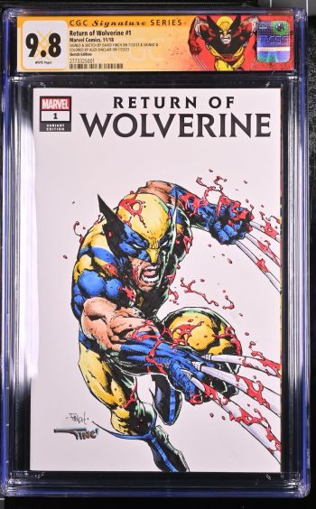 Image of Return of Wolverine #1 | Sketch Edition | CGC 9.8 | Signature SeriesSIGNED & SKETCH BY DAVID FINCH ON 7/23/23 & SIGNED &COLORED BY ALEX SINCLAIR ON 7/23/23Partial blank cover.Charles Soule storySteve McNiven & Jay Leisten art
