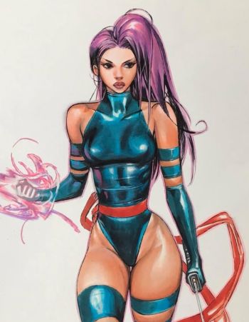 Image of Psylocke 9x12 Original Art
