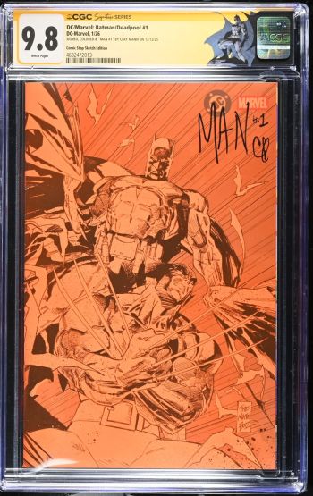 Image of DC/Marvel: Batman/Deadpool #1 | Comic Stop Sketch Edition | CGC 9.8 | Signature Series | 'Savage Orange' Limited 1 of 3
