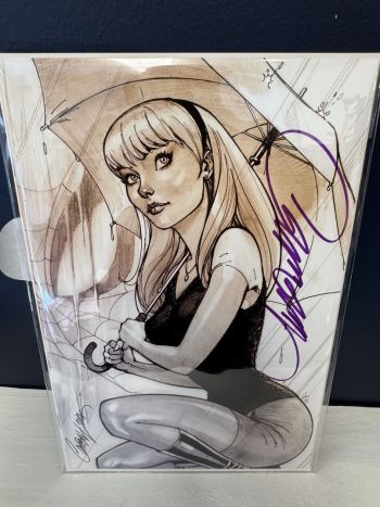 Image of Gwen Stacy Umbrella Sketch Signed by J. Scott Campbell