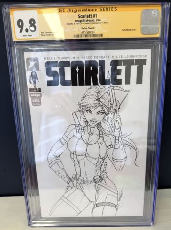 Image of Scarlett #1 CGC 9.8  sketch by Jamie Tyndall