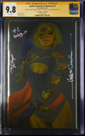 Image of Justice Society of America #1 CGC 9.8 Signed by Laney Fenimore and Nathan Szerdy