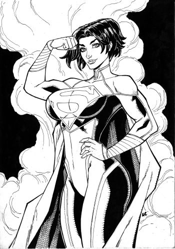 Image of Supergirl Original Ink Art by LC Freitas
