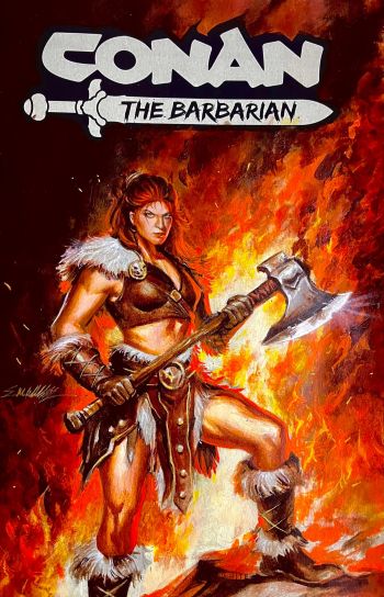 Image of Red sonja and Acrylics sketch cover by Manu Silva 