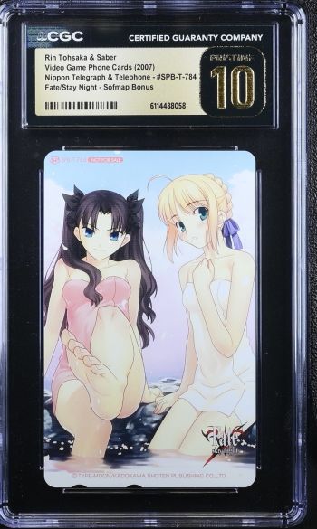 Image of Rin Tohsaka & Saber #SPB-T-784 | Video Game Phone Cards | Fate/Stay Night, Sofmap Bonus | CGC PRISTINE 10