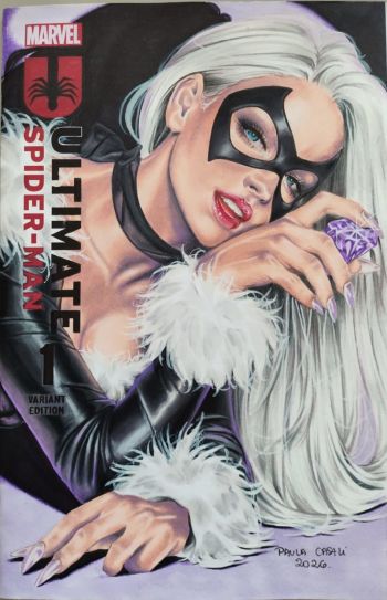 Image of Black Cat on the official variant cover of Marvel Ultimate Spider-Man.