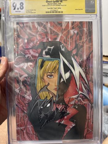 Image of Ghost Spider #8 CGC 9.8 Remarqued and Signed by Peach Momoko