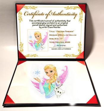 Image of "Frozen Friends", original colored pencil sketch from Disney artist Dave Nestler 