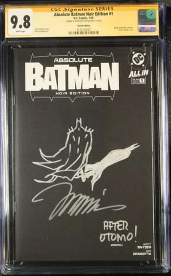 Image of Absolute Batman Noir Edition #1 CGC 9.8 Akira Homage Sketched and Signed by Jim Lee