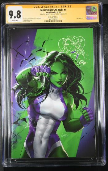 Image of Sensational She-Hulk #1 CGC 9.8 Signed & Sketched by Leirix