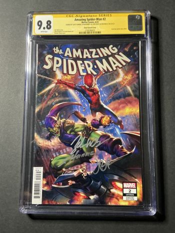 Image of Amazing Spider-Man #2 CGC 9.8 Signed by Scott Hanna, John Romita Jr., and Zeb Wells