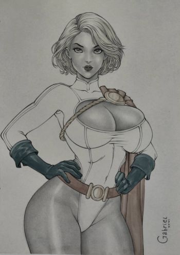 Image of Power Girl Illustration by Gabriel, 9" X 12"
