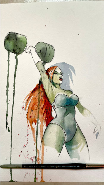 Image of She Hulk - One arm dumbbell - 9x12