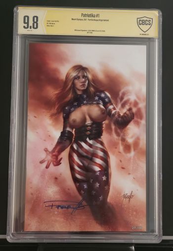 Image of Patriotika #1 CBCS 9.8 Parrillo Risque Virgin Variant Signed by Lucio Parrillo