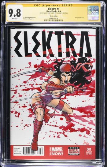 Image of Elektra #1 CGC 9.8 Signed & Sketched by Jason Spyda Adams