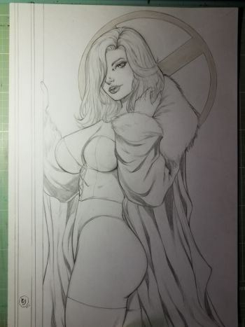 Image of Emma Frost Pencil Illustration "11x17" A3