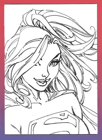Image of Super Girl Pencil Sketch Card