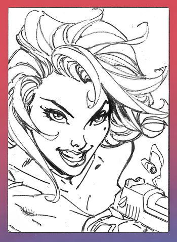 Image of Danger Girl Abbey Chase Original Pencil Sketch Card