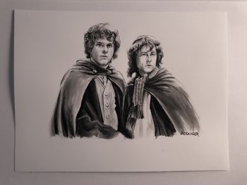 Image of Merry and Pippin Ink Wash Portrait