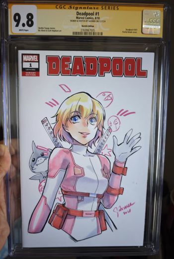Image of Deadpool #1 CGC 9.8 Signed & Sketched by Saowee Gwenpool
