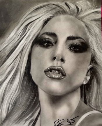 Image of Lady Gaga Portrait by Erinredlineart