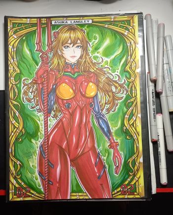 Image of Asuka Langley Illustration by Tiago Herman Arts