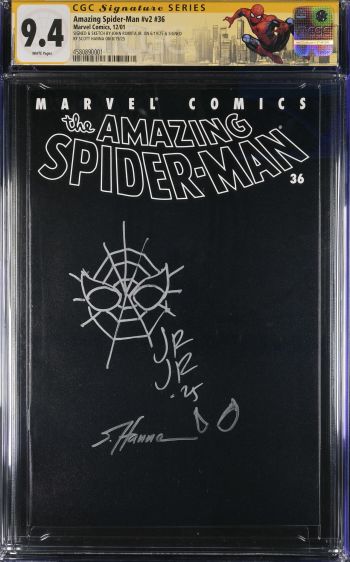 Image of Amazing Spider-Man #36 CGC 9.4 Signed & Sketched by John Romita Jr. and Signed by Scott Hanna