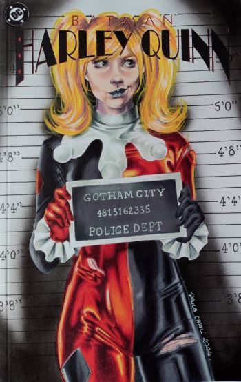 Image of Original artwork of Harley Quinn on the official variant cover of DC Comics' Batman - Harley Quinn.