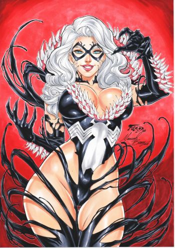Image of Black Cat Venomized Pin Up 9x12