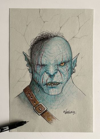Image of Orc Portrait Mixed Media Art
