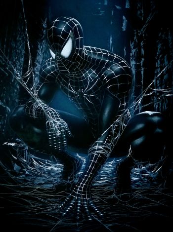 Image of Spider Man Black suit homage to Spider Man #1 after todd McFarlane Connecting 2x Black paper 11x17 Pages 