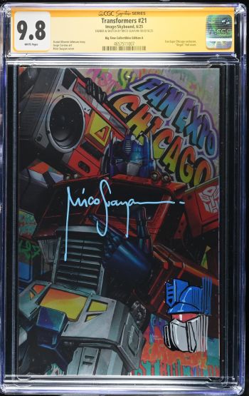 Image of ** Remarked by Mico Suayan ** | Transformers #21 | FanExpo Chicago Exclusive LTD 300 Copies | CGC 9.8 | Signature Series