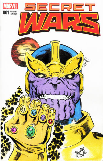 Image of THANOS INKED/COLOR SKETCH COVER SIGNED DAN PARSONS