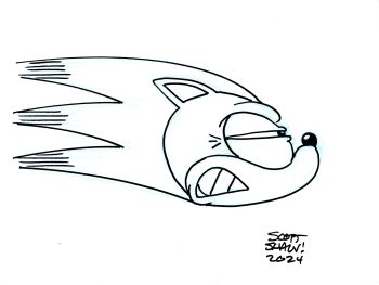 Image of SONIC THE HEDGEHOG INK SKETCH OA SIGNED SCOTT SHAW!