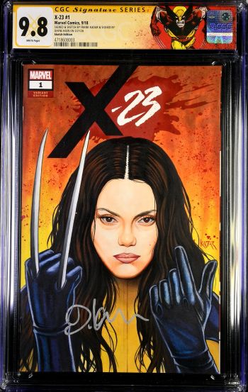 Image of X-23 #1 CGC SS 9.8 painted sketch cover by Frank Kadar & sigbed by Dafne Keen